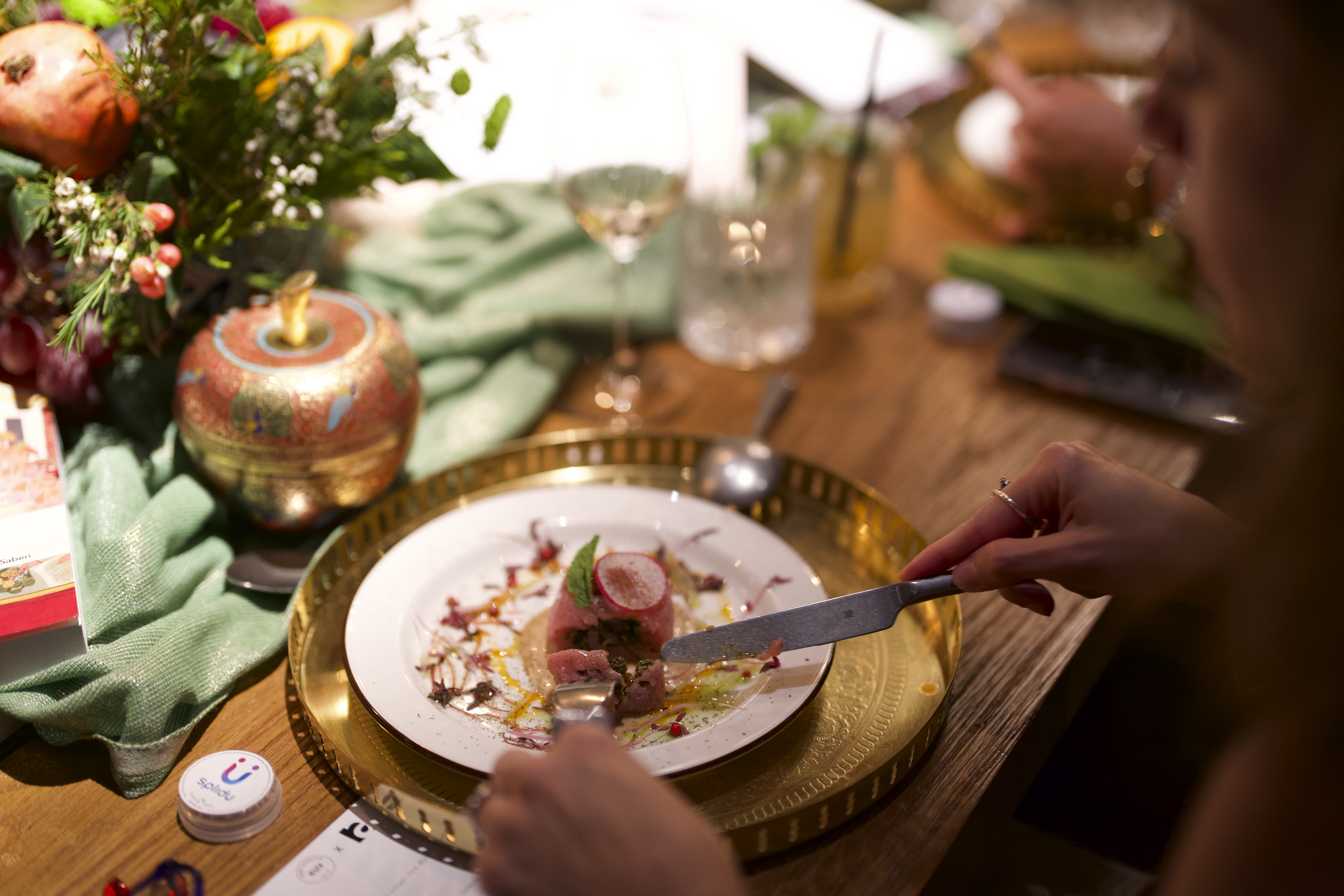 Intimate romantic date night dinner at home